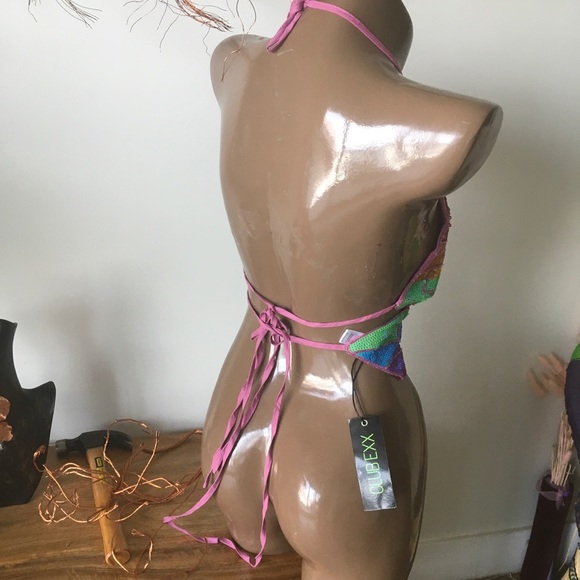 Butterfly Sequin Halter Top M/L - Picture 5 of 6